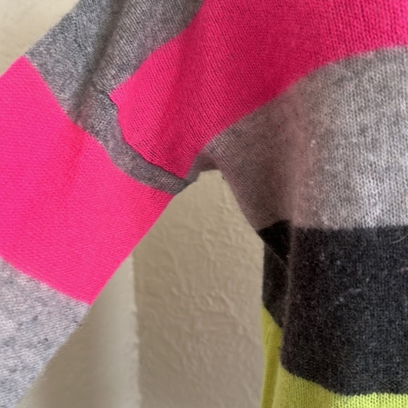 Scott & Scott London Pimicilo Neon Stripe Cashmere Sweater Small Black Gray Pink - Picture 6 of 14